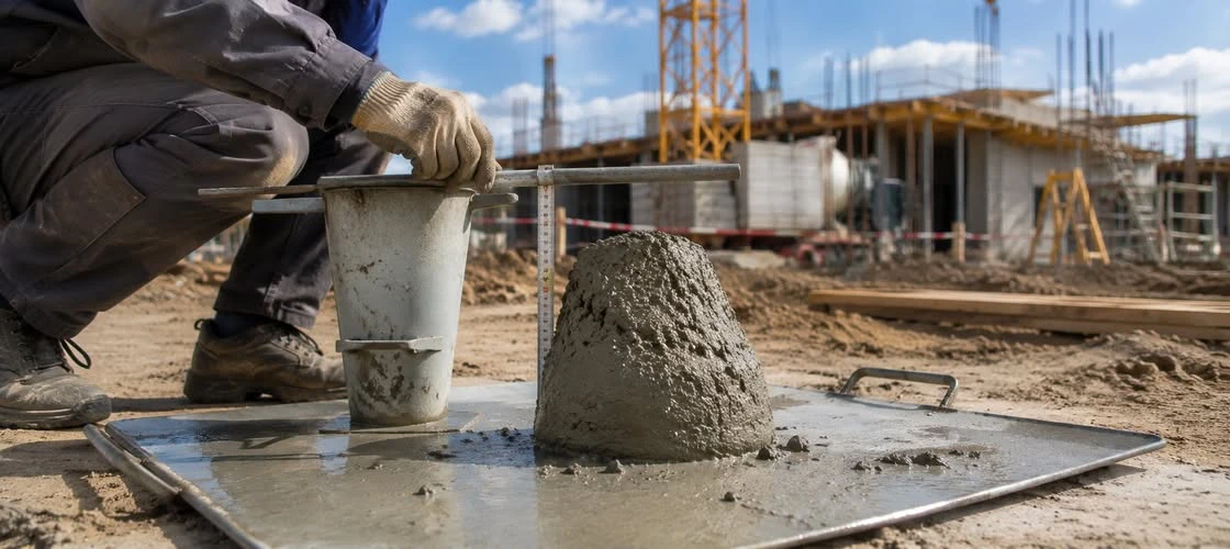 Metoda opadu stożka – badanie konsystencji mieszanki betonowej