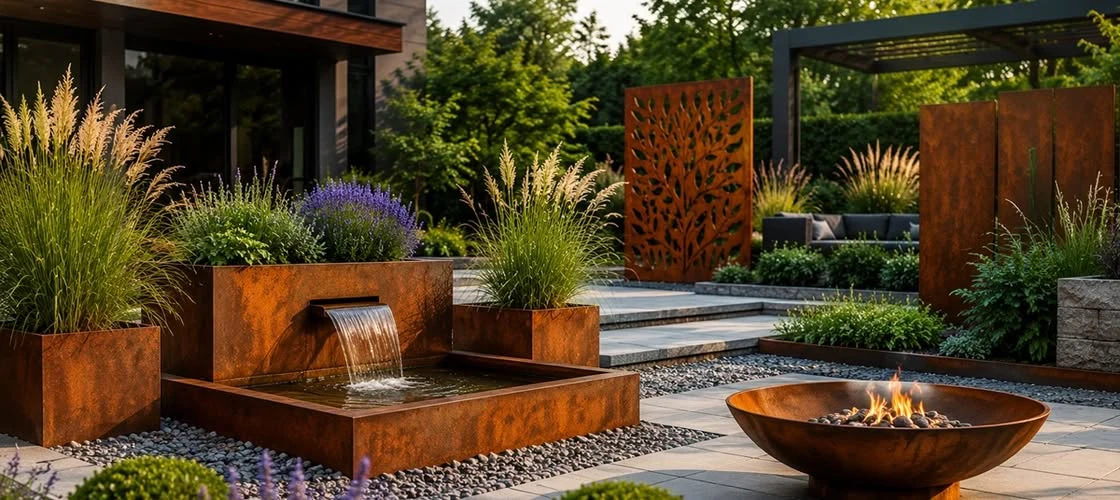 Stal corten w architekturze ogrodowej